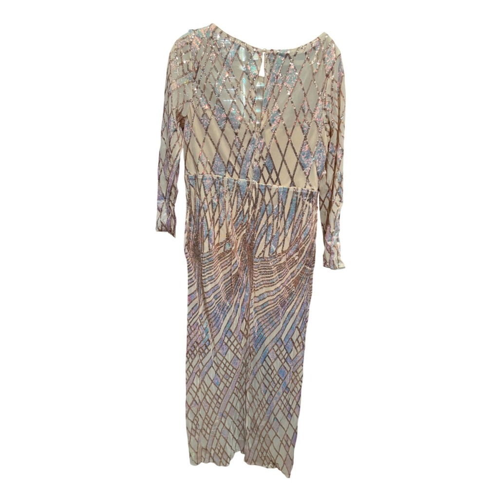 MISS ORD 2XL Sequined Glamorous Long Sleeve Maxi Dress with Slit - Picture 2 of 12